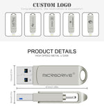 MicroDrive 2 in 1 Lightning + USB 2.0 Disco flash USB portatile in metallo, 8GB, 16GB, 32GB, 64GB, 128GB, 256GB, 512GB