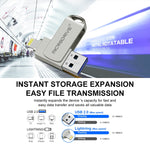 MicroDrive 2 in 1 Lightning + USB 2.0 Disco flash USB portatile in metallo, 8GB, 16GB, 32GB, 64GB, 128GB, 256GB, 512GB