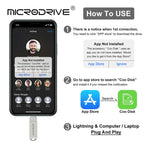 MicroDrive 2 in 1 Lightning + USB 2.0 Disco flash USB portatile in metallo, 8GB, 16GB, 32GB, 64GB, 128GB, 256GB, 512GB