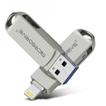 MicroDrive 2 in 1 Lightning + USB 2.0 Disco flash USB portatile in metallo, 8GB, 16GB, 32GB, 64GB, 128GB, 256GB, 512GB