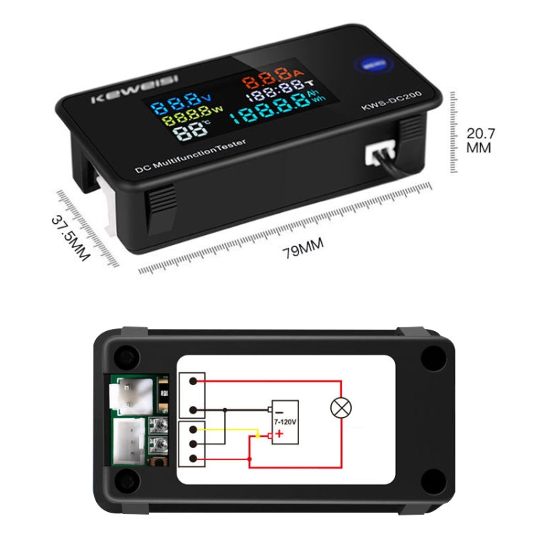 KWS-DC200-10A Orologio digitale con tensione di visualizzazione 8-120 V CC Shunt integrato, KWS-DC200-10A