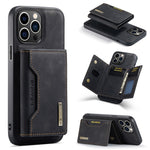 Custodia per telefono in pelle con portafoglio a tre pieghe serie DG.MING M2, For iPhone 16, For iPhone 15 Pro Max, For iPhone 15 Pro, For iPhone 15 Plus