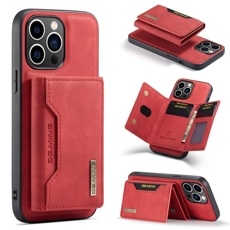 Custodia per telefono in pelle con portafoglio a tre pieghe serie DG.MING M2, For iPhone 16, For iPhone 15 Pro Max, For iPhone 15 Pro, For iPhone 15 Plus