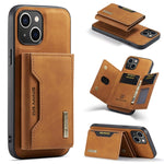 Custodia per telefono in pelle con portafoglio a tre pieghe serie DG.MING M2, For iPhone 16, For iPhone 15 Pro Max, For iPhone 15 Pro, For iPhone 15 Plus