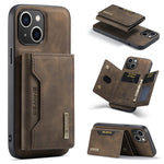 Custodia per telefono in pelle con portafoglio a tre pieghe serie DG.MING M2, For iPhone 16, For iPhone 15 Pro Max, For iPhone 15 Pro, For iPhone 15 Plus