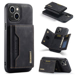 Custodia per telefono in pelle con portafoglio a tre pieghe serie DG.MING M2, For iPhone 15