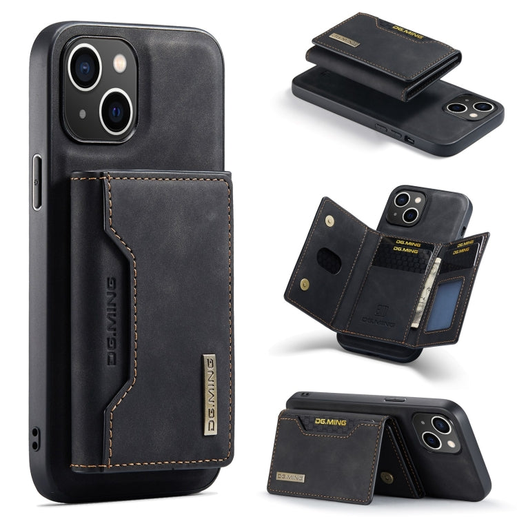 Custodia per telefono in pelle con portafoglio a tre pieghe serie DG.MING M2, For iPhone 15