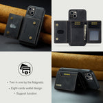 Custodia per telefono in pelle con portafoglio a tre pieghe serie DG.MING M2, For iPhone 15