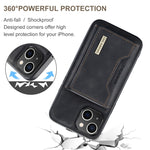 Custodia per telefono in pelle con portafoglio a tre pieghe serie DG.MING M2, For iPhone 15