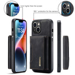 Custodia per telefono in pelle con portafoglio a tre pieghe serie DG.MING M2, For iPhone 15