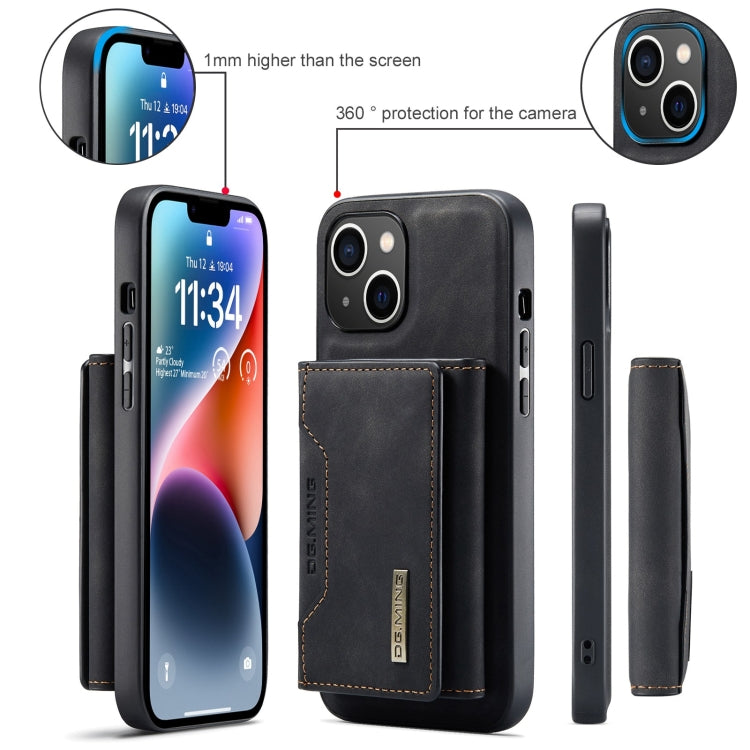 Custodia per telefono in pelle con portafoglio a tre pieghe serie DG.MING M2, For iPhone 15