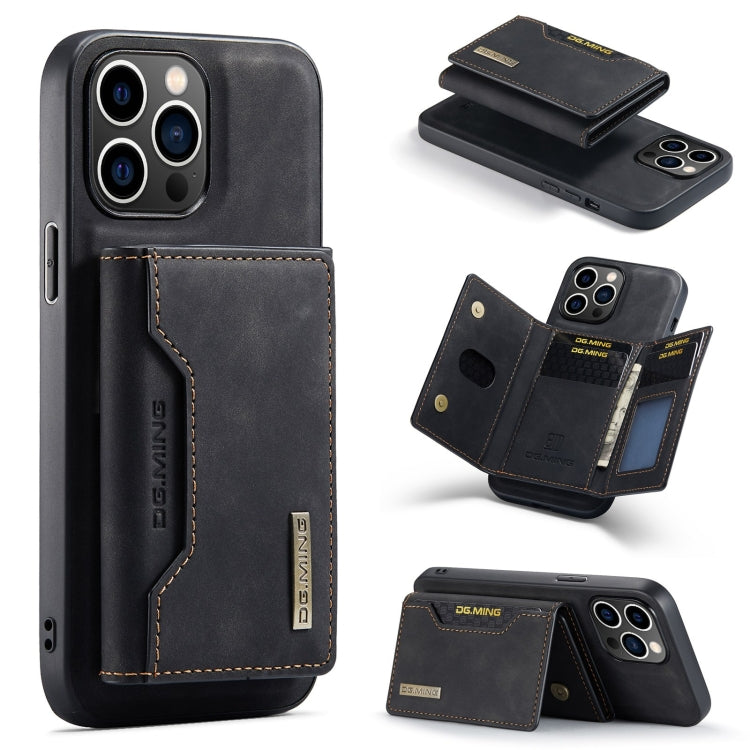 Custodia per telefono in pelle con portafoglio a tre pieghe serie DG.MING M2, For iPhone 16, For iPhone 15 Pro Max, For iPhone 15 Pro, For iPhone 15 Plus
