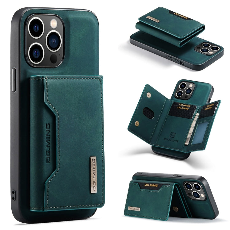Custodia per telefono in pelle con portafoglio a tre pieghe serie DG.MING M2, For iPhone 16, For iPhone 15 Pro Max, For iPhone 15 Pro, For iPhone 15 Plus