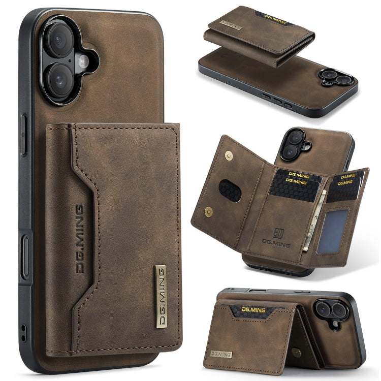 Custodia per telefono in pelle con portafoglio a tre pieghe serie DG.MING M2, For iPhone Air, For iPhone 16 Pro Max, For iPhone 16 Pro, For iPhone 16 Plus