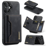Custodia per telefono in pelle con portafoglio a tre pieghe serie DG.MING M2, For iPhone 16, For iPhone 15 Pro Max, For iPhone 15 Pro, For iPhone 15 Plus