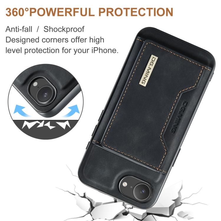 Custodia per telefono in pelle con portafoglio a tre pieghe serie DG.MING M2, For iPhone 17e / 16e, For iPhone 17 Pro Max, For iPhone 17 Pro, For iPhone 17