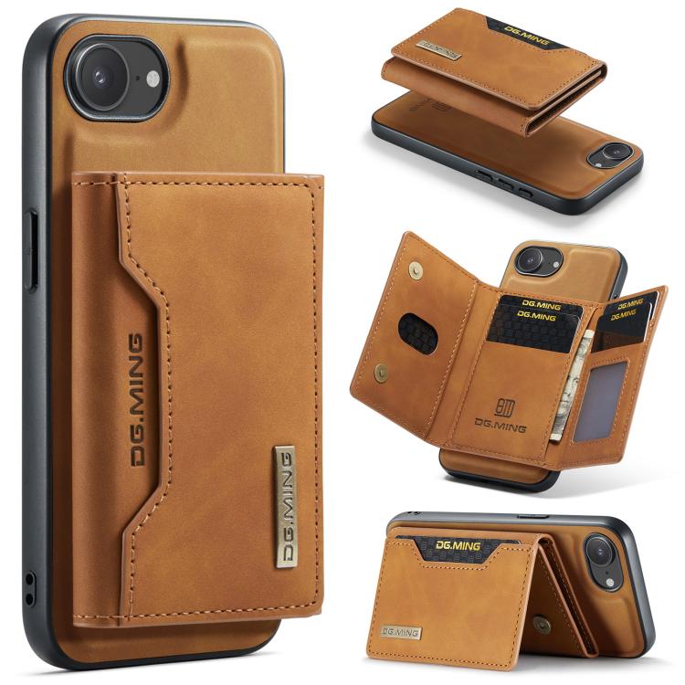 Custodia per telefono in pelle con portafoglio a tre pieghe serie DG.MING M2, For iPhone 17e / 16e, For iPhone 17 Pro Max, For iPhone 17 Pro, For iPhone 17