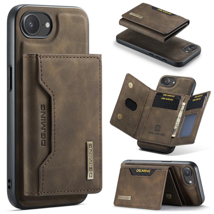 Custodia per telefono in pelle con portafoglio a tre pieghe serie DG.MING M2, For iPhone 17e / 16e, For iPhone 17 Pro Max, For iPhone 17 Pro, For iPhone 17