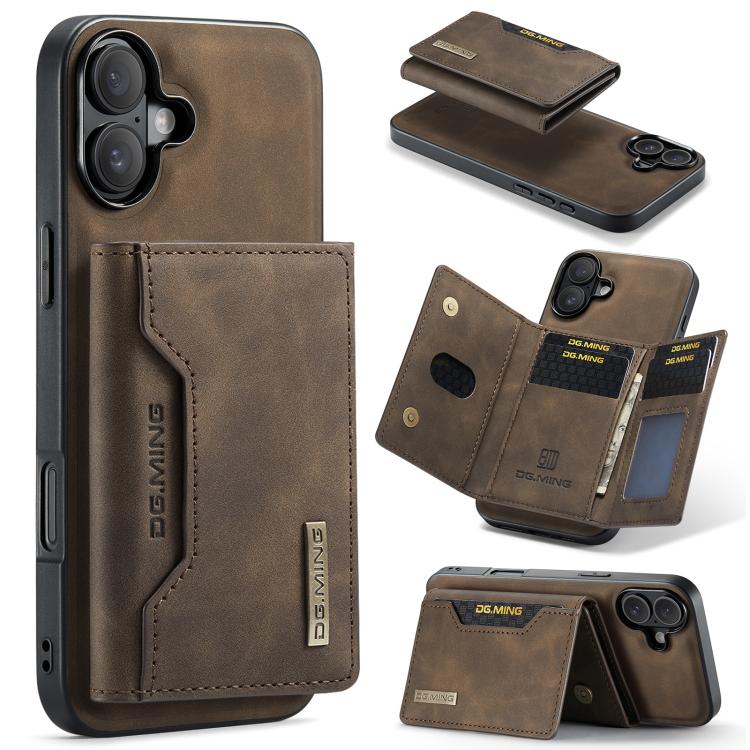 Custodia per telefono in pelle con portafoglio a tre pieghe serie DG.MING M2, For iPhone 17e / 16e, For iPhone 17 Pro Max, For iPhone 17 Pro, For iPhone 17