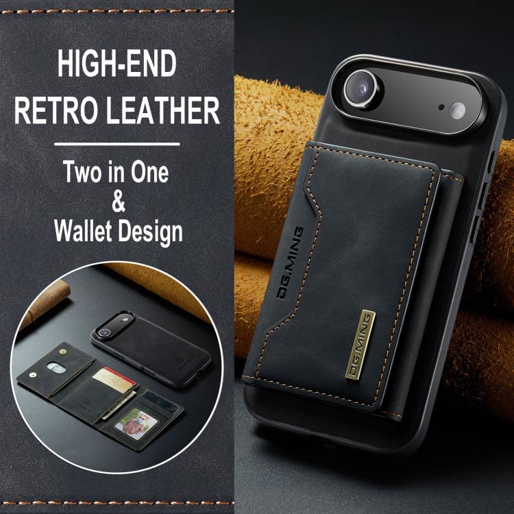 Custodia per telefono in pelle con portafoglio a tre pieghe serie DG.MING M2, For iPhone Air, For iPhone 16 Pro Max, For iPhone 16 Pro, For iPhone 16 Plus