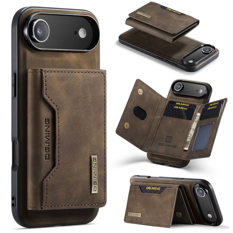 Custodia per telefono in pelle con portafoglio a tre pieghe serie DG.MING M2, For iPhone Air, For iPhone 16 Pro Max, For iPhone 16 Pro, For iPhone 16 Plus