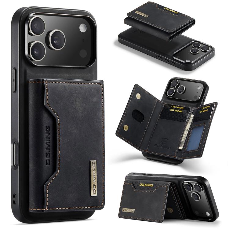 Custodia per telefono in pelle con portafoglio a tre pieghe serie DG.MING M2, For iPhone 17e / 16e, For iPhone 17 Pro Max, For iPhone 17 Pro, For iPhone 17