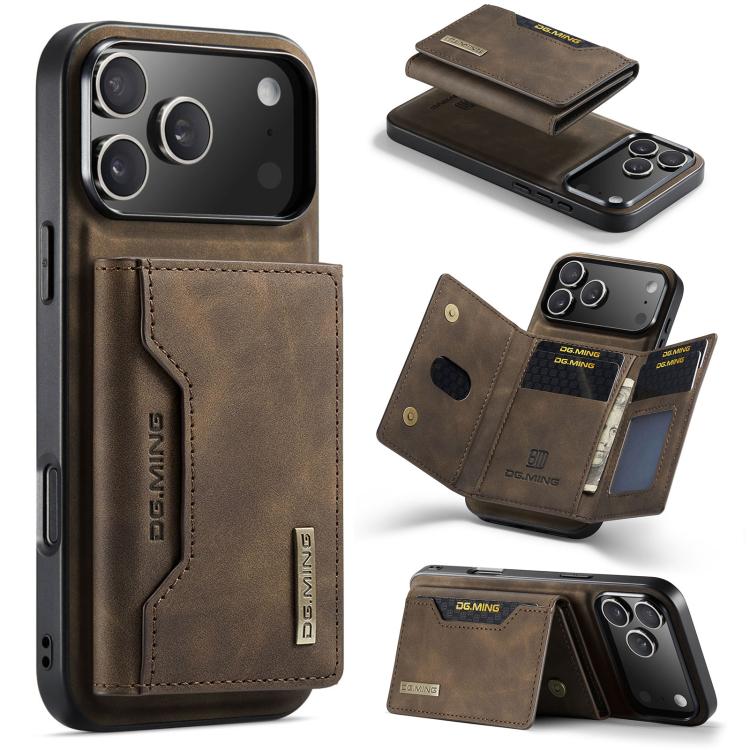 Custodia per telefono in pelle con portafoglio a tre pieghe serie DG.MING M2, For iPhone 17e / 16e, For iPhone 17 Pro Max, For iPhone 17 Pro, For iPhone 17