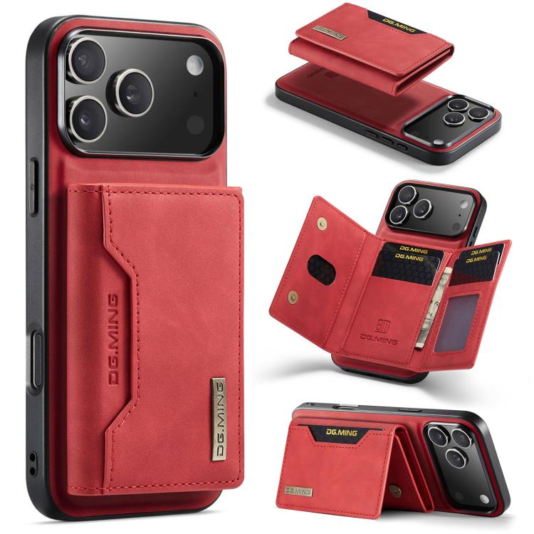 Custodia per telefono in pelle con portafoglio a tre pieghe serie DG.MING M2, For iPhone 17e / 16e, For iPhone 17 Pro Max, For iPhone 17 Pro, For iPhone 17