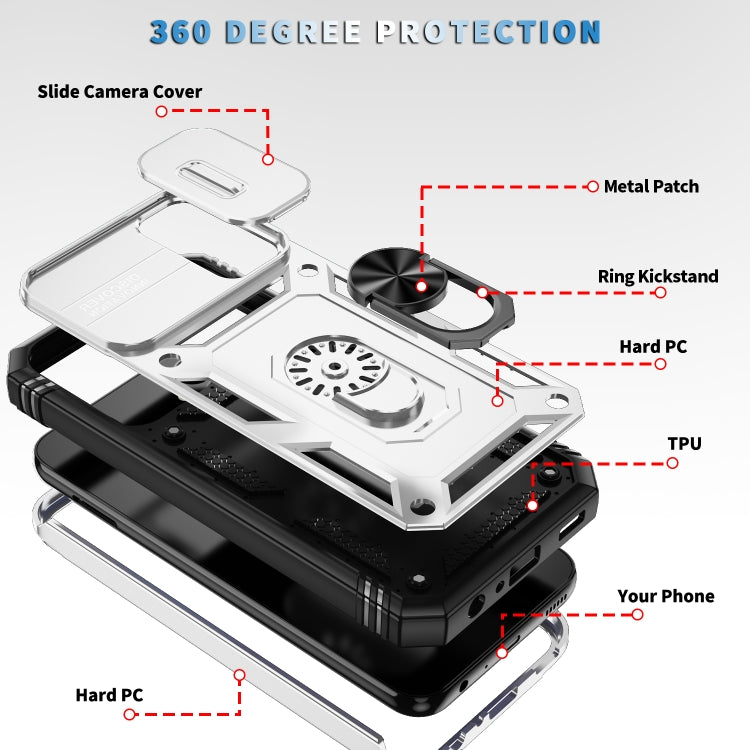 Custodia per telefono Camshield scorrevole in TPU + PC con supporto, For Samsung Galaxy A25 5G, For Samsung Galaxy S23 FE 5G, For Samsung Galaxy A23 4G / 5G