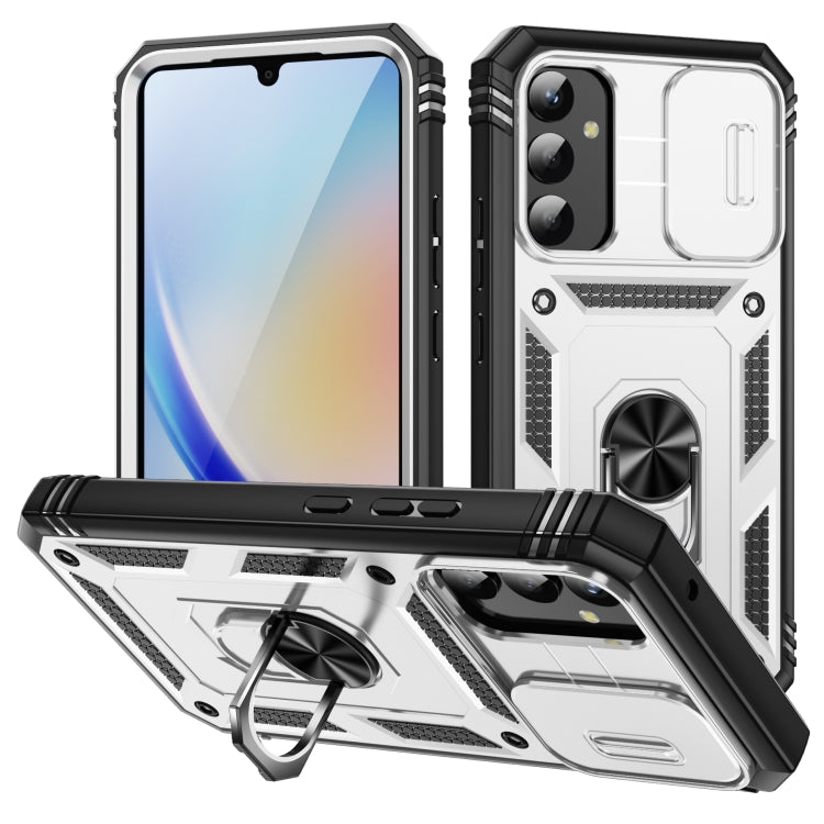 Custodia per telefono Camshield scorrevole in TPU + PC con supporto, For Samsung Galaxy A34