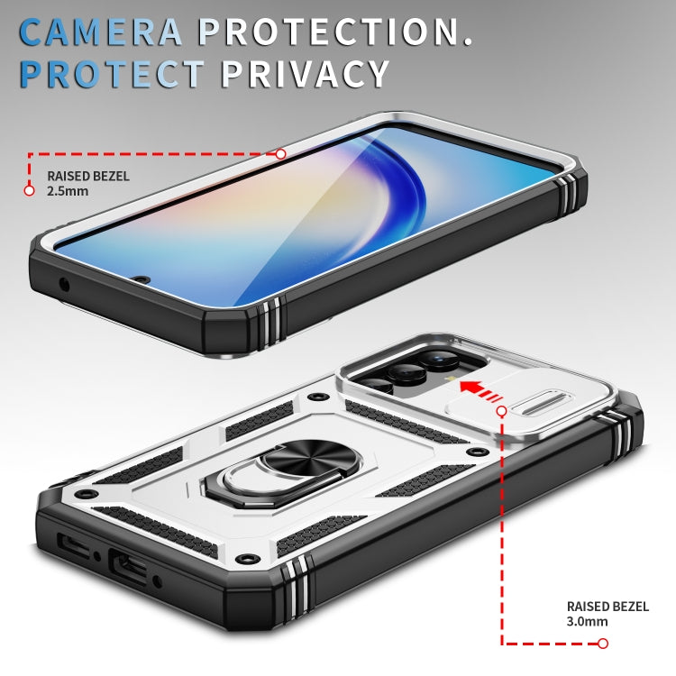Custodia per telefono Camshield scorrevole in TPU + PC con supporto, For Samsung Galaxy A34