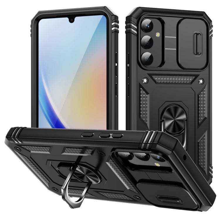 Custodia per telefono Camshield scorrevole in TPU + PC con supporto, For Samsung Galaxy A34