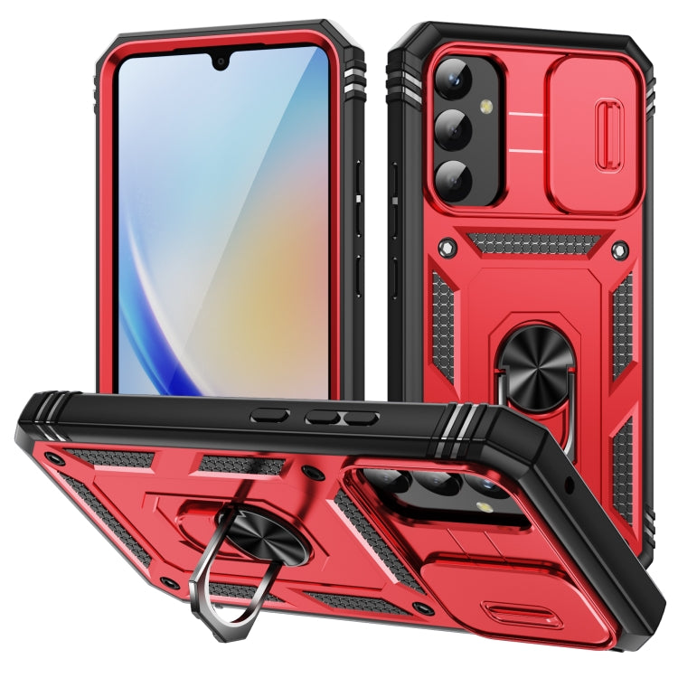 Custodia per telefono Camshield scorrevole in TPU + PC con supporto, For Samsung Galaxy A34
