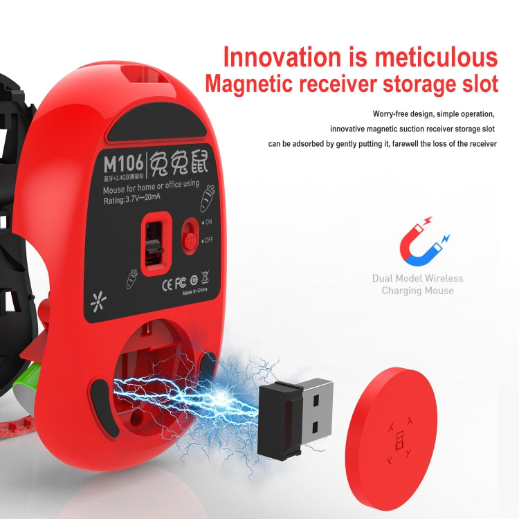 Mouse wireless monomodale HXSJ M106 2,4 GHZ 1600 dpi USB ricaricabile