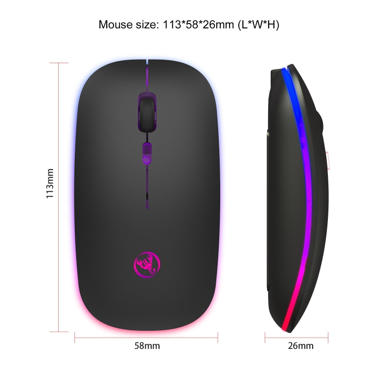 Mouse wireless a emissione di luce a doppia modalità HXSJ T18 2.4GHZ 1600 dpi USB + Bluetooth 5.1 ricaricabile
