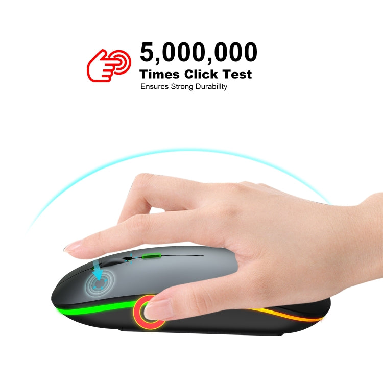 Mouse wireless a emissione di luce a doppia modalità HXSJ T18 2.4GHZ 1600 dpi USB + Bluetooth 5.1 ricaricabile