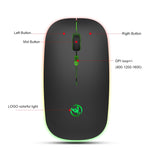 Mouse wireless a emissione di luce a doppia modalità HXSJ T18 2.4GHZ 1600 dpi USB + Bluetooth 5.1 ricaricabile