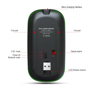 Mouse wireless a emissione di luce a doppia modalità HXSJ T18 2.4GHZ 1600 dpi USB + Bluetooth 5.1 ricaricabile