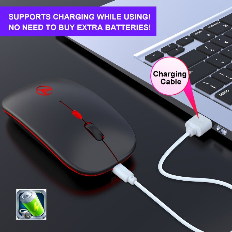 Mouse wireless a emissione di luce a doppia modalità HXSJ T18 2.4GHZ 1600 dpi USB + Bluetooth 5.1 ricaricabile