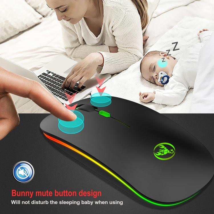 Mouse wireless a emissione di luce a doppia modalità HXSJ T18 2.4GHZ 1600 dpi USB + Bluetooth 5.1 ricaricabile
