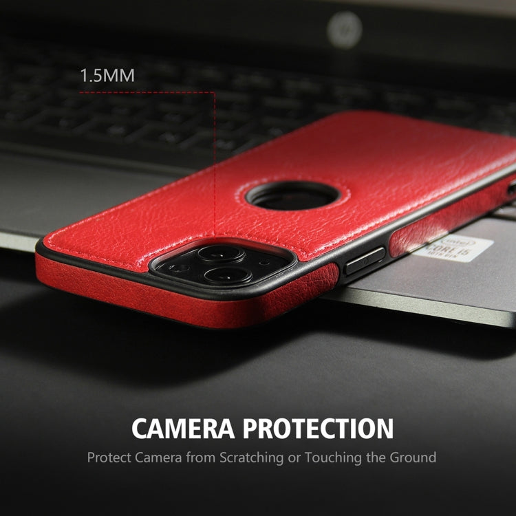 Custodia in pelle con cuciture per iPhone 15 Pro Max