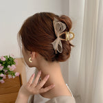 Forcina con strass Bowknot in pizzo con pinza a pinza in stile francese