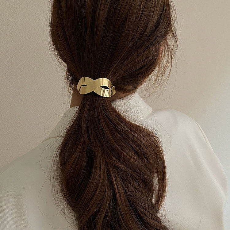 Copricapo in elastico con corda per capelli spazzolata in metallo elastico alto da donna coreana semplice