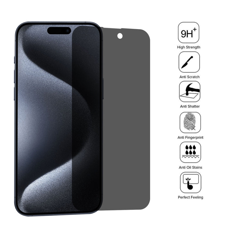 Pellicola in vetro temperato anti-spia ad alta trasparenza e copertura totale, For iPhone 15 Pro Max / 15 Plus, For iPhone 15 Pro / 15