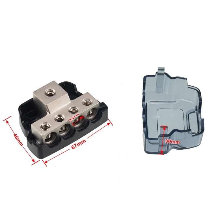 Blocco di distribuzione splitter per cavo di alimentazione/terra per amplificatore audio stereo per auto a 4 vie 4GA, 4-Way