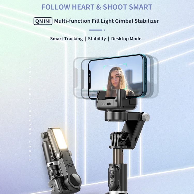 Stabilizzatore gimbal Q18 con tracking 360° e luce selfie
