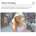 Stabilizzatore gimbal Q18 con tracking 360° e luce selfie