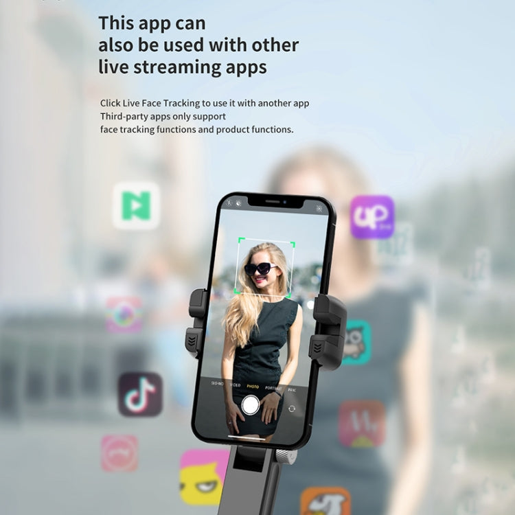 Stabilizzatore gimbal Q18 con tracking 360° e luce selfie
