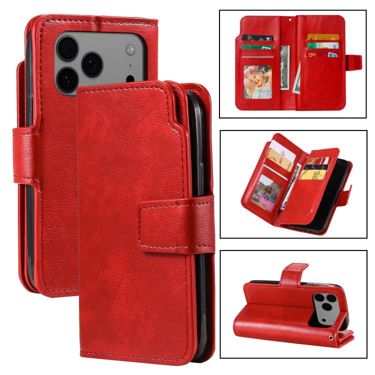 Custodia per cellulare in pelle con portafoglio triplo e 9 carte, For iPhone 18 Pro, For iPhone 18 Pro Max, For iPhone 17e / 16e, For iPhone 17 Pro Max