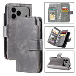 Custodia per cellulare in pelle con portafoglio triplo e 9 carte, For iPhone 18 Pro, For iPhone 18 Pro Max, For iPhone 17e / 16e, For iPhone 17 Pro Max